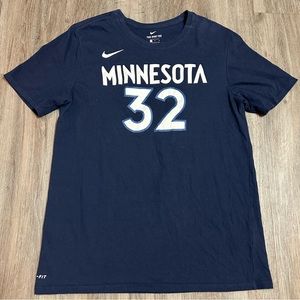 Nike Karl Anthony Towns KAT Minnesota Timberwolves navy blue white graphic shirt